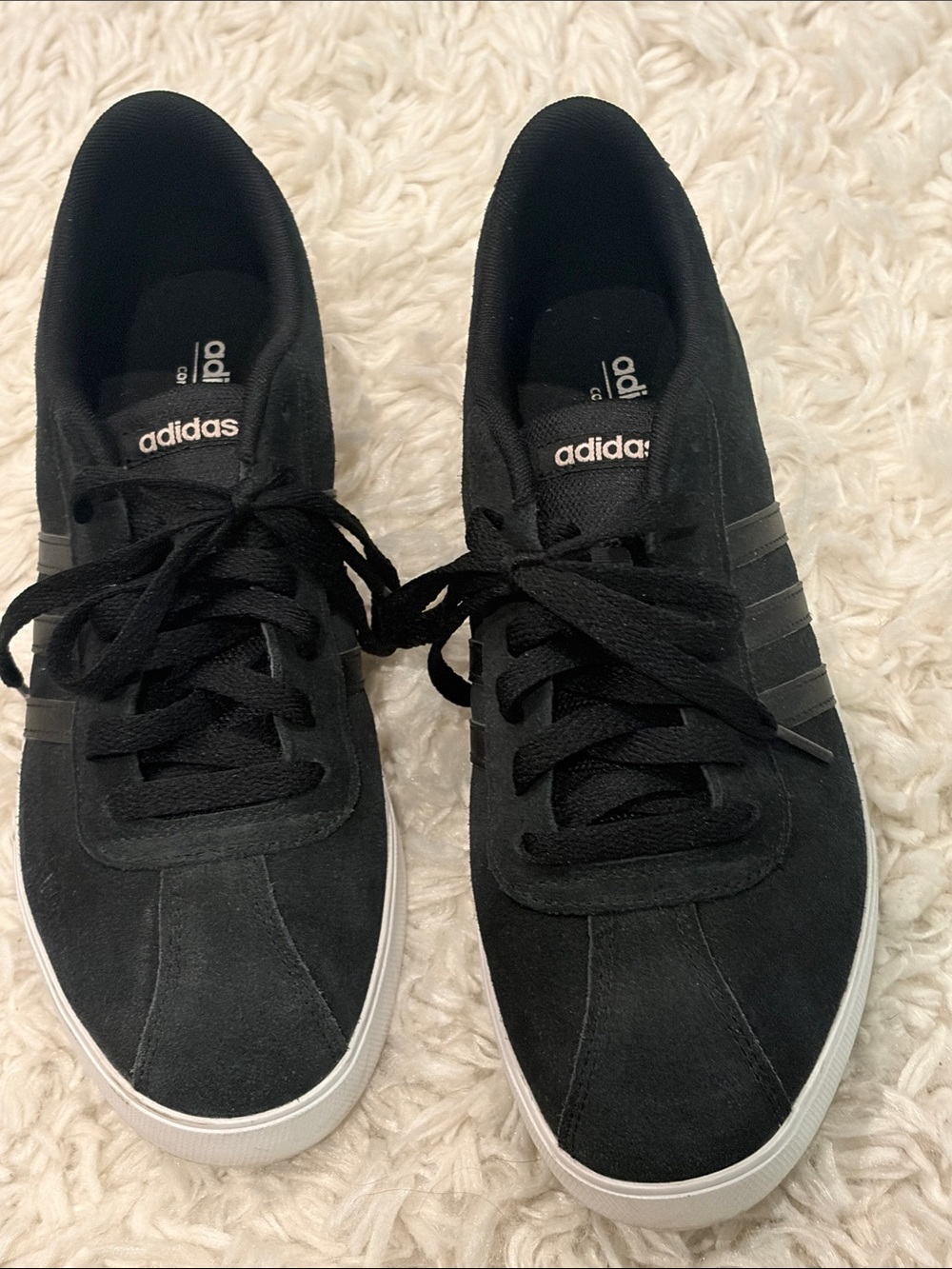 adidas Black Suede Low-Top Sneakers with White Sole